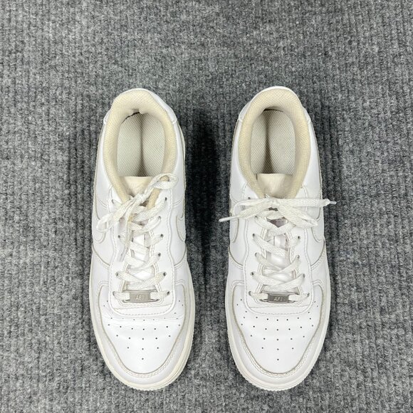 Nike Air Force 1 Kids 6Y White on White Leather Sneakers Low-Top Lace-Up Shoes - Picture 6 of 16